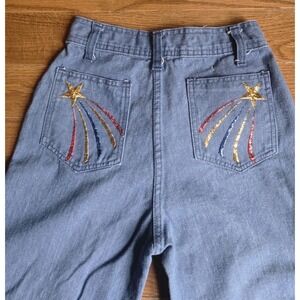 70s Montgomery Ward High Waist Mom Jeans Barbie Waist Shooting Star Pockets 22"